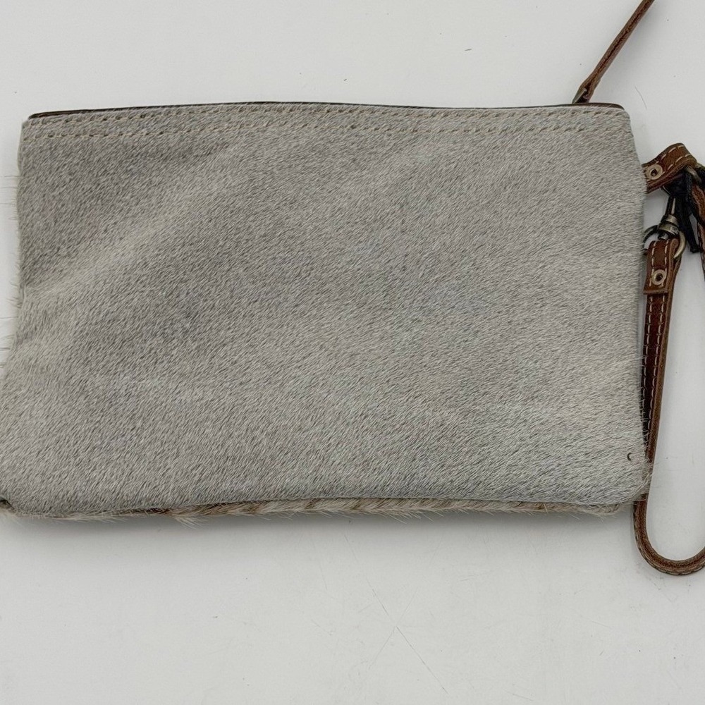 Myra Bag Cowhide Wristlet Clutch Brown White Spotted Hair On Hide NWT Western - Picture 2 of 5